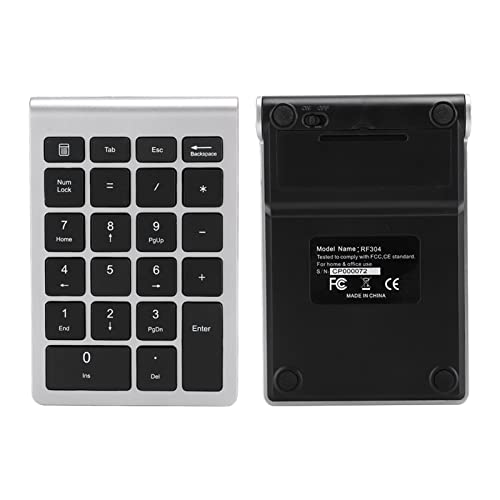 Keenso Number Pad, Wireless Numeric Keypad with Ergonomic Design, 22 Keys Portable Keyboard for Laptop Users, Compatible with and (Silver Black) - color: Silver Black