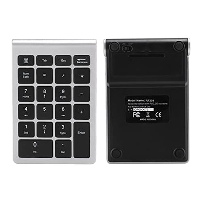 Keenso Number Pad, Wireless Numeric Keypad with Ergonomic Design, 22 Keys Portable Keyboard for Laptop Users, Compatible with and (Silver Black) - color: Silver Black