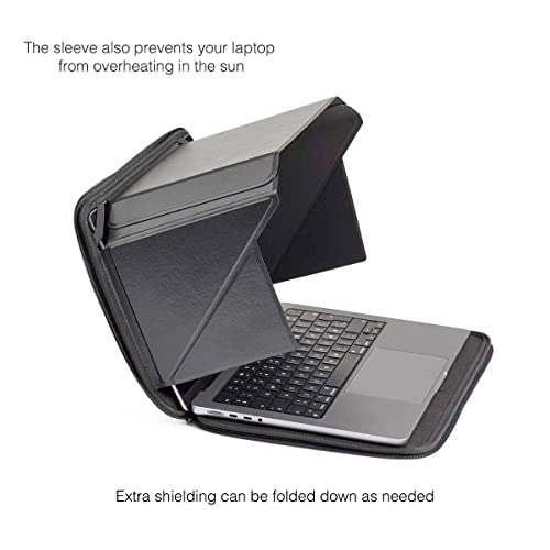 4-in-1 Laptop Screen Shade – Original Pro Sleeve – Built-In 4-in-1 Screen Shade, VeganHemp Leather, Sun, Privacy, Heat & Contrast Protection, Fits 14” MacBook, Patented, Black | PHILBERT Danish Design - color: Black, size: 14in