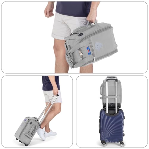Boardingblue 17x10x9 Inches United Airlines Rolling Personal Item Under Seat Duffle Bag Luggage Suitable For Major Airlines Including Spirit and Frontier. - color: Grey