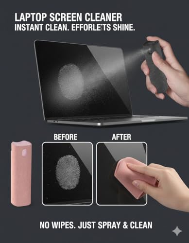 Car Screen Cleaner Spray and Wipe Touch Screen Cleaner for Car Display,2 in 1 Laptop Computer Screen Cleaner,Car Accessories Interior,Travel Cleaning Kit (2 Units) - color: Pink+Black