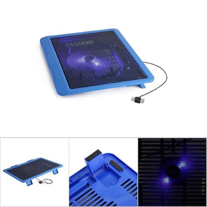 Laptop Cooler Cooling Pad, Laptop Cooler USB Powered Laptop Cooling Fan Stand Portable Ultra Slim Gaming Laptop Cooler Notebook Gaming Fan Cooling Pad for 14 Inch Below Notebook Laptop, Blue