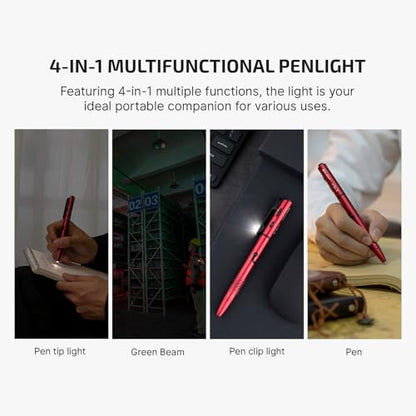 OLIGHT O'Pen 3 EDC Pen Light, 120 Lumens LED Flashlight with Green Beam, 4-in-1 Bolt Action Pen with Nib & Clip Light, USB-C Rechargeable for Writing, Presentation, Inspection and Outdoor (Wine Red) - color: Wine Red