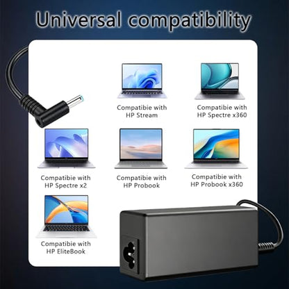 65W 45W 9FT 4.5*3.0mm Laptop Charger Replacement for HP Smart Blue Tip Computer Charger Compatible with Pavilion x360 14 15 17, Envy, Spectre, Elitebook, ProBook, Chromebook and More Power Adapter