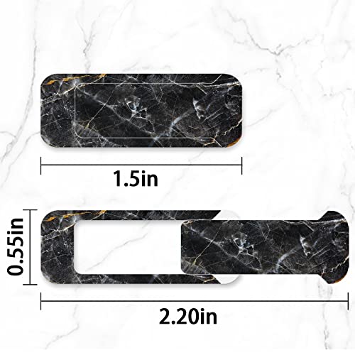 Webcam Cover, 3 Pieces, Laptop Camera Cover, Privacy Shielding Capacity is Twice as Big as The Traditional, Suitable for Computer Mobile Phones, laptops, Tablets and so on (Black Marble) - color: Black marble