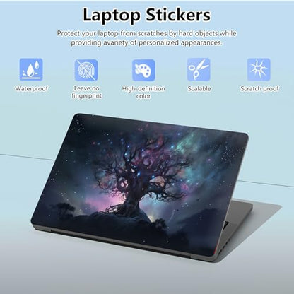 Universal Laptop Skin Sticker with 2 Wrist Pad Skins, Waterproof Scratch Resistant Vinyl Laptop Cover Decal, Cut to Fit for 11–15.6 Inch MacBook HP Dell Lenovo, Art Glitter Tree - color: Art Glitter Tree