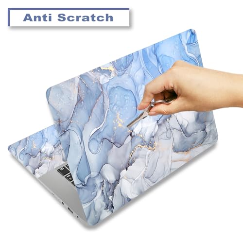 Laptop Decal Sticker Skin Cover, 11.6”12" 13" 13.3" 14" 15" 15.4" 15.6 inch Laptop Netbook Vinyl Skin Sticker Cover Art Notebook PC Protector (2 Wrist Pad Included), Removable Reusable, Blue Marble - color: Blue Marble