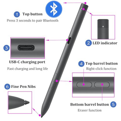 Premier Rechargeable Active Pen PN7522W Compatible for Dell Active Pen PN7522W Compatible with Dell 2-in-1s for Inspiron 7640,for Latitude 5350 2-in-1/7320 Detachable,XPS 13 9315 2-in-1,Precision 5490