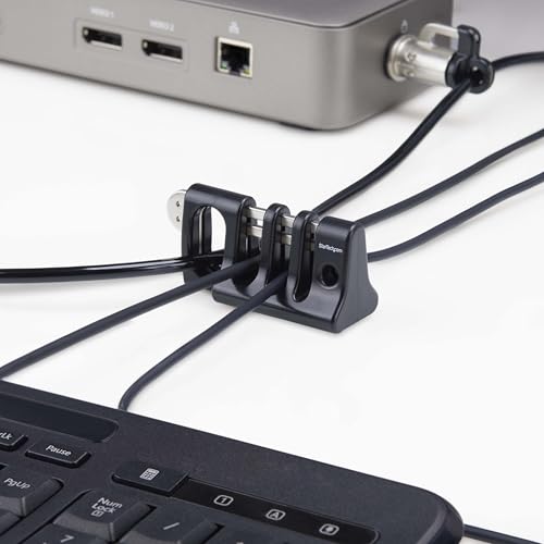 StarTech Peripheral Cable Anchor Lock, TAA (Cable-Organizer-Lock) | Use with Laptop Security Cable, Secure Keyboard/Mouse, Cable Trap with Metal Plate - style: Cable Organizer Lock