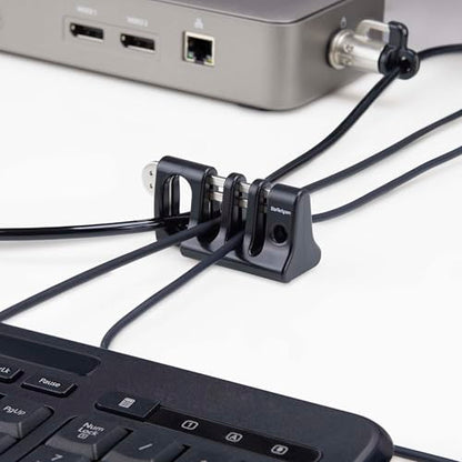 StarTech Peripheral Cable Anchor Lock, TAA (Cable-Organizer-Lock) | Use with Laptop Security Cable, Secure Keyboard/Mouse, Cable Trap with Metal Plate - style: Cable Organizer Lock
