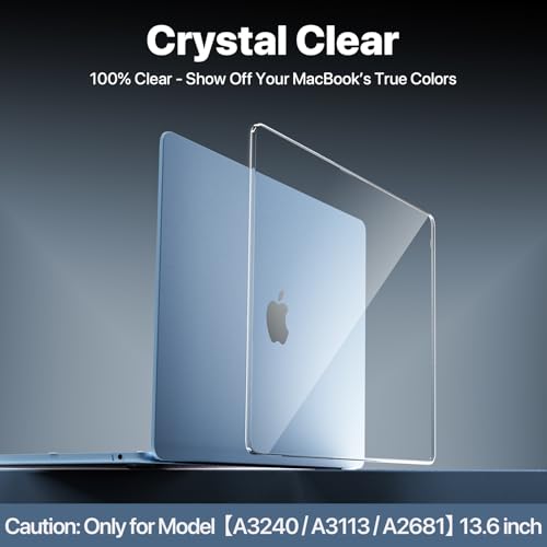 Soonjet Compatible with MacBook Air 13 inch Case, Crystal Clear Shell, Fits 2026-2022 M5/M4/M3/M2,A3449 A3240 A3113 A2681, Color-Matched Transparent Design for MacBook Air 13.6 inch - color: Crystal Clear