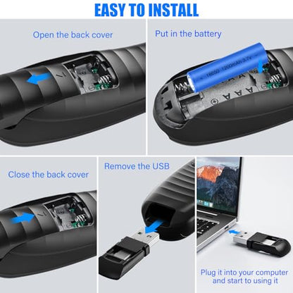 2-in-1 USB Type-C Presentation Clicker Wireless Presenter Remote Clicker | Powerpoint Clicker Slide Advancer, Clicker for Powerpoint Presentations with Volume Control, Presentation Clicker for Mac