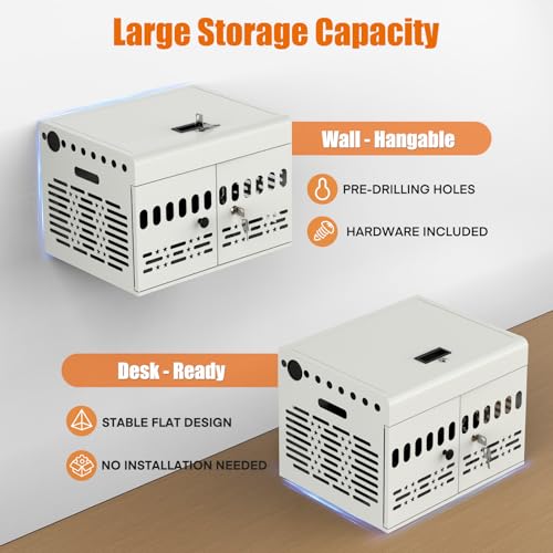 12-Device Charging Cabinet -Lockable Charging Station for iPad, Chromebook,Laptop&Tablet- American Style Charging Cabinet with Cord Management Ideal for Classrooms & Offices (Grayish White) - size: 12 Tablet/Chromebook(White)