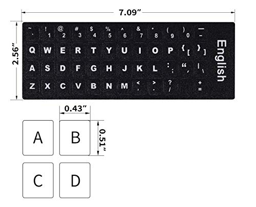 2PCS English Keyboard Letters Replacement Stickers, Large Print Bold White Font on Black Background US Keyboard Letter Stickers for Laptop Desktop Computer Keyboard Alphabet Stickers - color: English Large Print