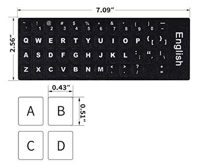 2PCS English Keyboard Letters Replacement Stickers, Large Print Bold White Font on Black Background US Keyboard Letter Stickers for Laptop Desktop Computer Keyboard Alphabet Stickers - color: English Large Print