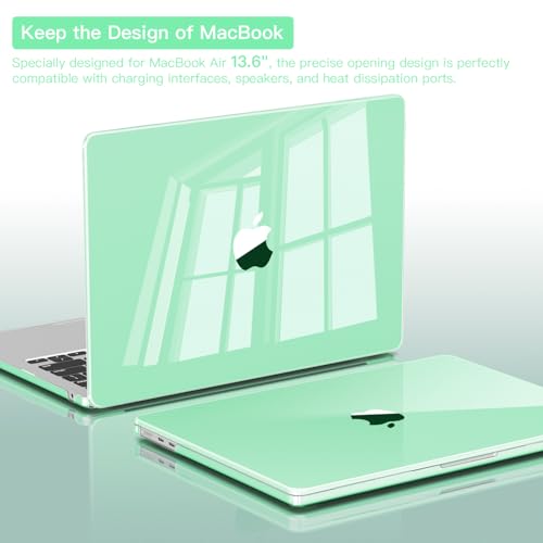 CISSOOK Compatible with MacBook Air 13 inch Case 2026 2025 2024 2023 2022 | A3449 A3240 A3113 A2681, 5in1 Set Hard Shell Case Keyboard Cover for MacBook Air 13.6 inch M2 M3 M4 M5, Clear Green - color: Air13.6inch-Crystal Green