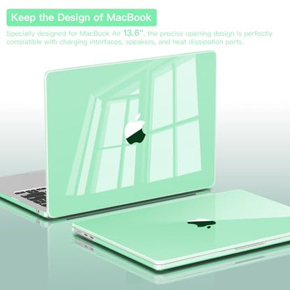 CISSOOK Compatible with MacBook Air 13 inch Case 2026 2025 2024 2023 2022 | A3449 A3240 A3113 A2681, 5in1 Set Hard Shell Case Keyboard Cover for MacBook Air 13.6 inch M2 M3 M4 M5, Clear Green - color: Air13.6inch-Crystal Green
