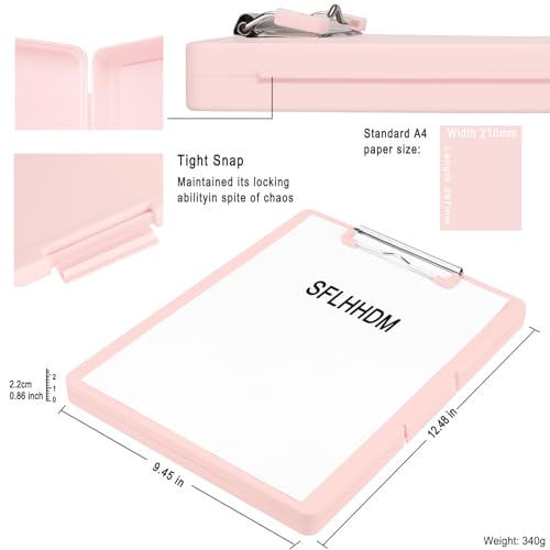 SFLHHDM Clipboards with Storage, Storage Clipboard with Low Profile Clip, A4 Binder Clipboard Folder, Waterproof Nursing Clipboard, Smooth Writing Clip Board Office Supplies (Side Opening-Pink) - color: Side Opening-pink