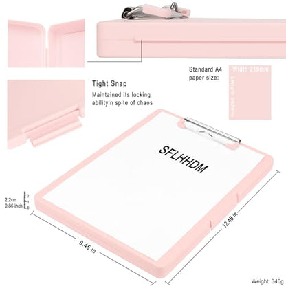 SFLHHDM Clipboards with Storage, Storage Clipboard with Low Profile Clip, A4 Binder Clipboard Folder, Waterproof Nursing Clipboard, Smooth Writing Clip Board Office Supplies (Side Opening-Pink) - color: Side Opening-pink