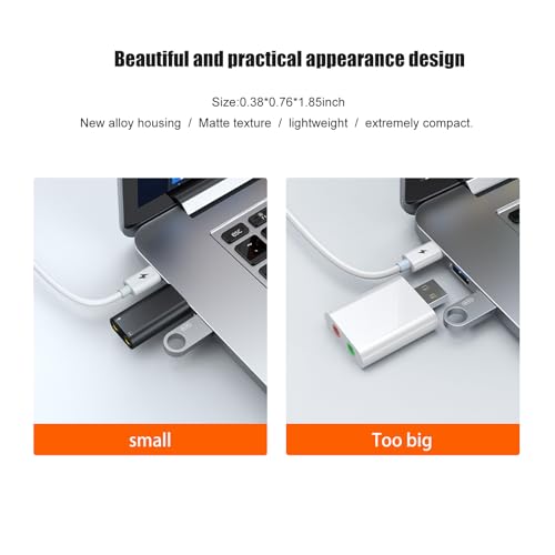 𝐔𝐩𝐠𝐫𝐚𝐝𝐞𝐝 USB to 3.5mm Jack Audio Adapter,USB to Headphone Adapter | USB A to Aux Adapter External Stereo Sound Card,for Headphone/Mac/Linux/Laptop/Desktops/Docking Station