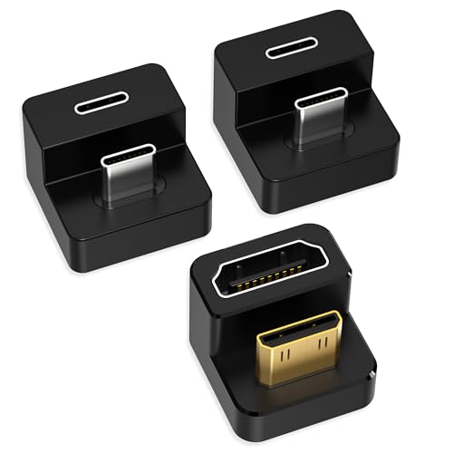 AGVEE 180 Degree USB-C to C Adapter & U-Shaped Mini HDMI to HDMI Converter | Angled HDMI 2.0 4k@60HZ Coupler Extender Extension Adaptor Accessories for Portable Display Monitor - size: 1 Pack Long Side Inward