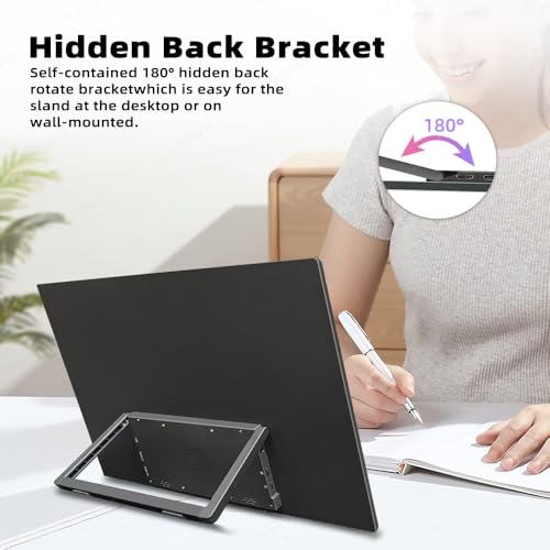 Portable Monitor 15.6 inch FHD 1080P USB-C HDMI Ultra-Slim Travel Computer Monitor with Kickstand Speakers for Laptop PC Mac Phone, VESA Mountable (15.6" 1080P Touch)