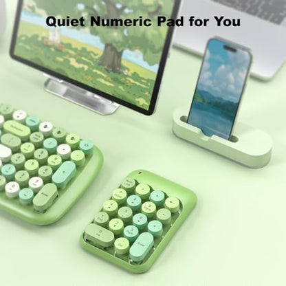 MOWUX Wireless Number Pads, Cute Colorful Numeric Keypad Numpad Portable 2.4 GHz Financial Accounting Number Keyboard Extensions, 18 Key Number Numpad for Laptop Desktop, PC (Green) - color: Green