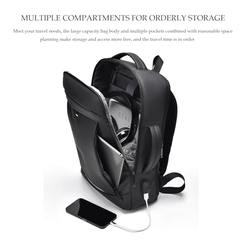 Business Backpack For Men And Women 16 Inch, Waterproof Travel Laptop Backpack With USB Charger Port, Lightweight Work Computer Bag,College Laptop Backpacks,Black
