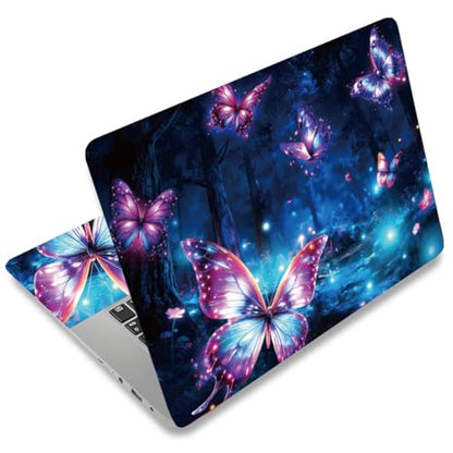 SUPERDANT 3 Pcs Glitter Butterfly Laptop Skin Trim-to-Fit Waterproof PVC Laptop Sticker Set Scratch-Proof 12 13 14 15 16 Inch Laptops Decal Colorful - style: Glittering Butterfly