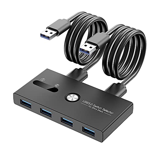 USB Switch, USB 3.0 Switcher 2 Computers Share 4 USB for PC Mouse Keyboard Printer Scanner, USB KVM Switch Selector Compatible with Windows, Mac, Linux - size: USB 3.0 SWITCH