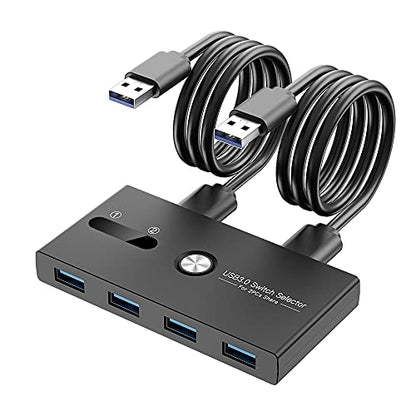 USB Switch, USB 3.0 Switcher 2 Computers Share 4 USB for PC Mouse Keyboard Printer Scanner, USB KVM Switch Selector Compatible with Windows, Mac, Linux - size: USB 3.0 SWITCH