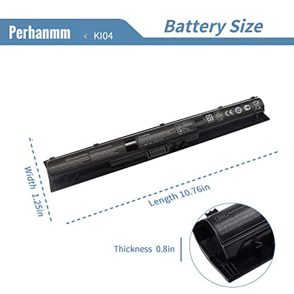 KI04 800049-001 Battery for HP Pavilion 15-ab 15-an 17-g 14-ab 14t-ab 15t-ab100 17t-g100 17t-s100 Series 15-ab143cl 15-ab223cl 15-ab153nr 15-an044nr 14-ab166us 17-ab220nr 17-g133cl 800009-421 TPN-Q158 - size: 10.76 x 1.25 x 0.8 inches KI04 BATTERY