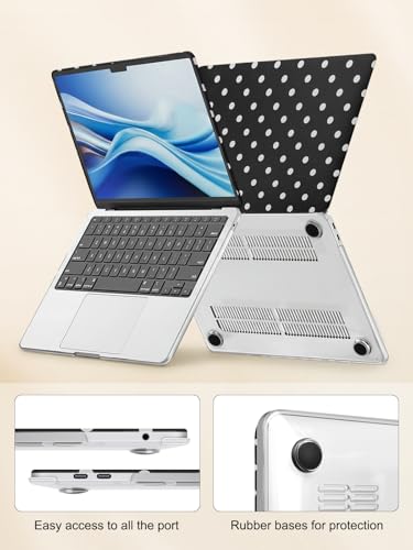 Voidborne Compatible with MacBook Pro 13 inch Case 2026-2016 A2338 M1 A2251 A2289 A2159 A1989 A1708 A1706,Matte Leather Hard Shell Protective Case for Pro13 inch + Keyboard Cover,Polka Dots,Black - color: Black02