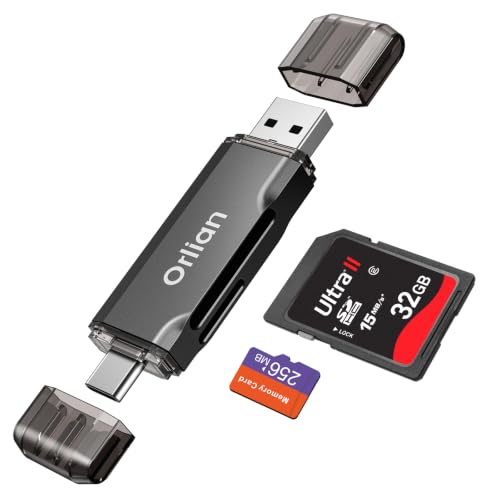 USB 3.0 SD Card Reader,Dual Slots USB 3.0 Type C to Micro SD Card Adapter, Memory Card Reader Adapter for MicroSD, SDHC, SDXC, RS-MMC, MMC, Compatible with Laptop, iphone 16/15,MacBook Android (Black) - color: Black