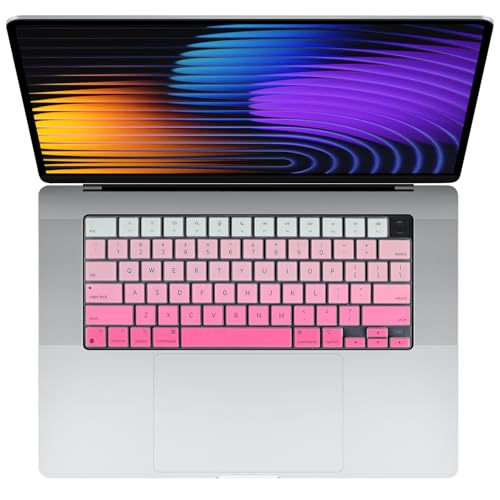 Allinside MacBook Keyboard Cover for Pro 14"/16" (M2/M3/M4, 2021–2025) & Air 13"/15" (M1/M2/M3/M4 Pro/Max, 2022–2025), Laptop Keyboard Protector Skin, US ANSI Layout, Ombre Hot Pink - color: Ombre Hot Pink, size: 2021-2025 MacBook Air/Pro 13 14 15 16