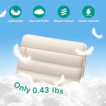 TECOOL Waterproof Puffy Laptop Case 14 Inch,Laptop Sleeve 14 Inch Compatible with Lenovo Thinkpad Ideapad HP Dell ASUS,MacBook Air 15 etc 14" Computer Case with Horizontal Pocket&Small Bag-Sand - color: Sand, size: 14 Inch