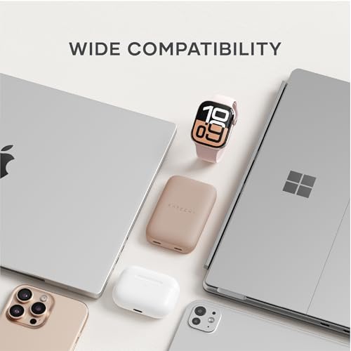 Satechi OntheGo 67W Wall Charger, GaN USB-C Fast Charging, Desert Rose | PD 3.0+PPS, dual-port power split (45W+20W), for MacBook, iPad, iPhone, Galaxy, Pixel, Steam Deck - color: Desert Rose