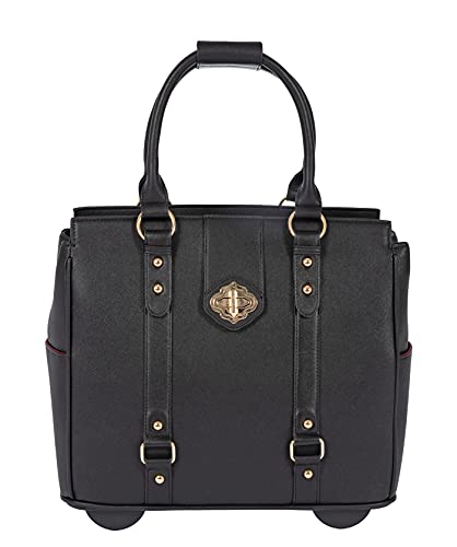 JKM & Company Executive Black Computer iPad, Laptop Tablet Rolling Tote Bag Briefcase Carryall Bag - color: Black