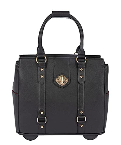 JKM & Company Executive Black Computer iPad, Laptop Tablet Rolling Tote Bag Briefcase Carryall Bag - color: Black