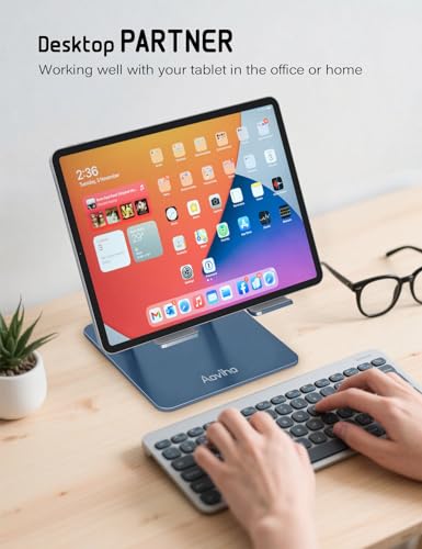 Aoviho Tablet Stand for Desk,Adjustable Tablet Holder,Navy Blue | Stable Aluminum Design, Fits iPad Pro/Air/Mini & Samsung Tablets, Adjustable Viewing, Ideal for Office & Home - color: Navy Blue