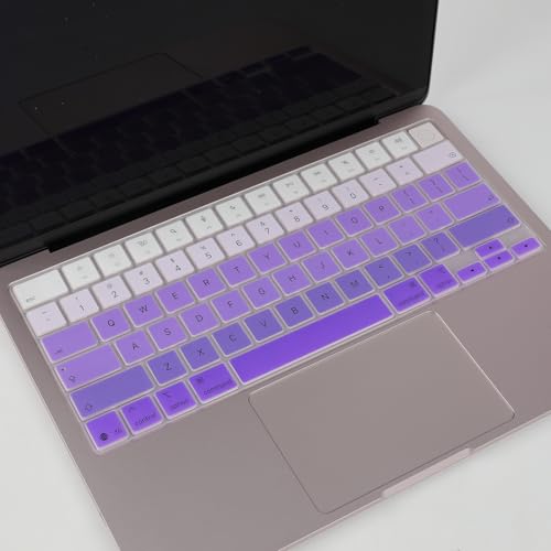 Allinside Keyboard Cover for 2026 MacBook Neo 13-inch A3404 (A18 Pro) & MacBook Air 13"/15" and MacBook Pro 14"/16" (M5 Chip), Premium Silicone Keyboard Protector Skin, US ANSI Layout, Ombre Purple - color: Ombre Purple