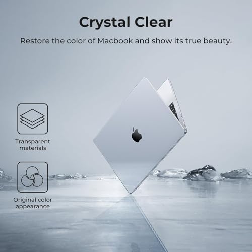 EooCoo Case Compatible with MacBook Air 13 inch M5 2026-2022 M4 M3 M2 A3449 A3240 A3113 A2681, Crystal Hard Shell Scratch Resistant Protective Cover for Mac Air 13.6 inch, Clear - color: Crystal Clear, size: Air 13.6-inch