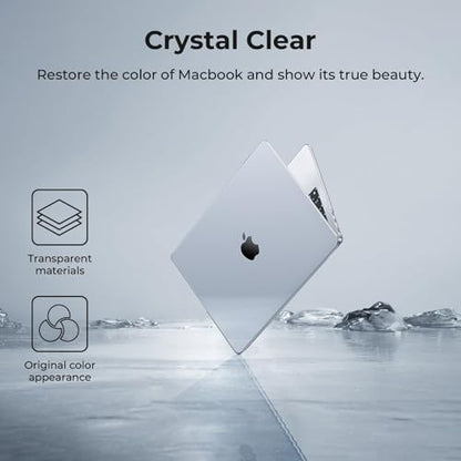 EooCoo Case Compatible with MacBook Air 13 inch M5 2026-2022 M4 M3 M2 A3449 A3240 A3113 A2681, Crystal Hard Shell Scratch Resistant Protective Cover for Mac Air 13.6 inch, Clear - color: Crystal Clear, size: Air 13.6-inch