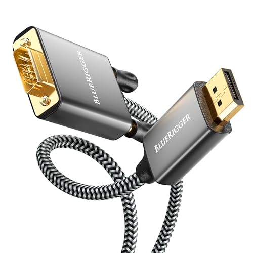 BlueRigger 6FT DisplayPort to VGA Cable - DP to VGA Monitor Cable, Uni-Directional, Male to Male, Compatible with Laptop, Monitor, Desktop, HDTV - size: 6FT, style: DP-VGA