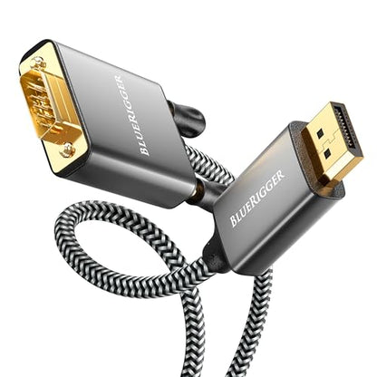 BlueRigger 6FT DisplayPort to VGA Cable - DP to VGA Monitor Cable, Uni-Directional, Male to Male, Compatible with Laptop, Monitor, Desktop, HDTV - size: 6FT, style: DP-VGA