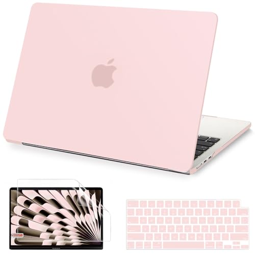 AKIT Compatible with MacBook Air 13 inch Case M5 2026 2025-2022 M4/M3/M2 A3449 A3240 A3449 A3113 A2681, Slim Hard Shell Case + Screen Protector + Keyboard Cover for Mac Book Air 13.6 inch, Chalk Pink - color: Chalk Pink