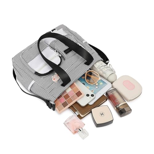 Phaoullzon Cute Messenger Bag Kawaii Crossbody Purse for Teen Shoulder Tote | Gifts for Girls/ Women, Nylon Japanese College Satchel Travel Work Gym Handbag - color: Stripes Black, style: Medium