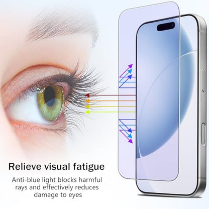 2 Pack Anti Blue Light Screen Protector for iPhone 17 Pro 6.3 Inch Eye Protection Tempered Glass Film, Easy to Install, Bubble Free - size: iPhone 17 Pro 6.3-inch