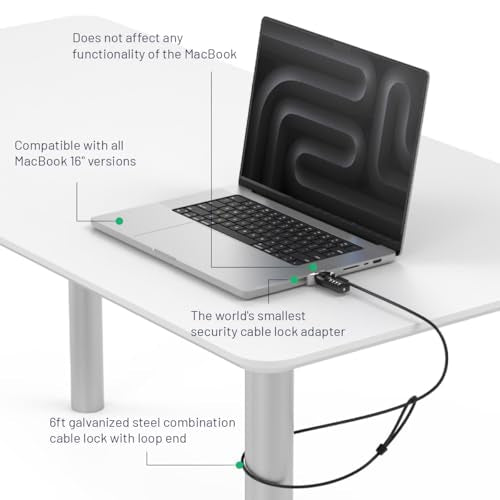 Compulocks Ledge Lock Adapter for MacBook Pro 16" M1,M2,M3, M4,M5 with Combination Cable Lock Silver - size: Combination Lock