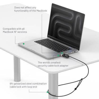 Compulocks Ledge Lock Adapter for MacBook Pro 16" M1,M2,M3, M4,M5 with Combination Cable Lock Silver - size: Combination Lock